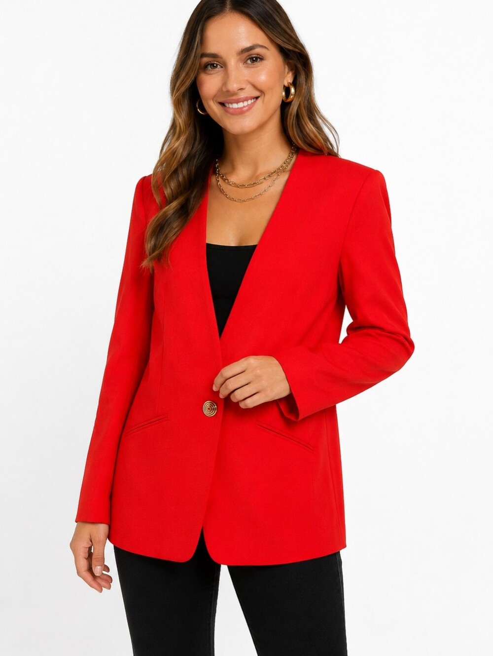 Worthington Vintage Coral Red Blazer Button Up Ladies Size 18 Pockets Made  USA